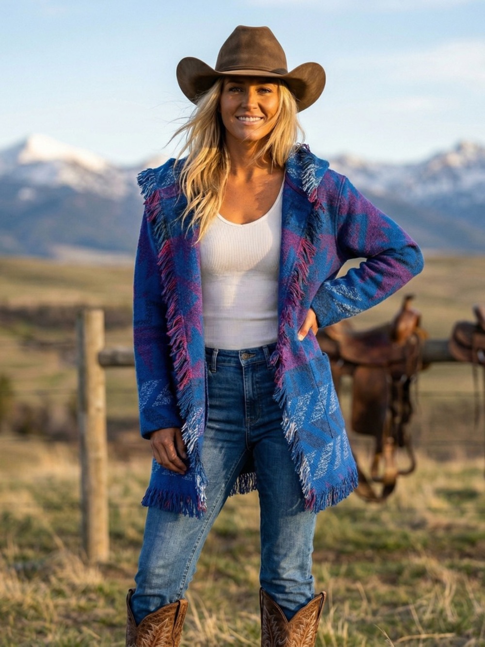 Roxy Blue Purple Winter Fall Aztec Print Santa Katalina Poncho Hoodie Jacket New